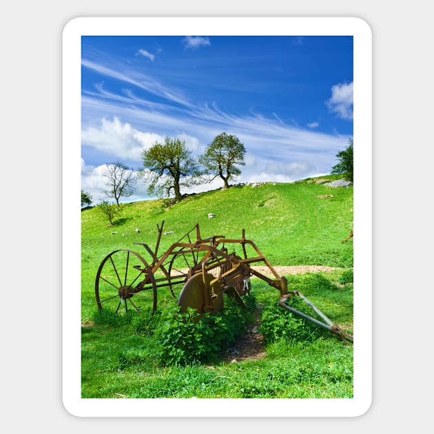 Old agricultural machinery in a field Sticker by GrahamCSmith